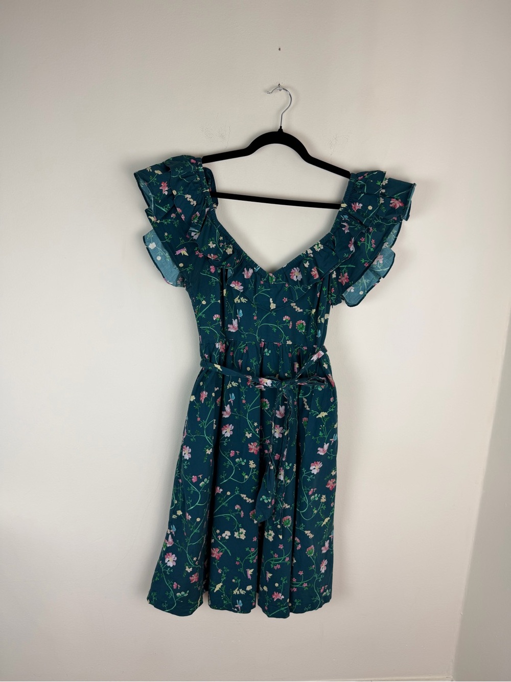 Hill House Ava Nap Dress Cotton Green Floral Ruffle Size XL - Picture 4 of 9